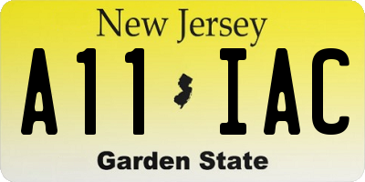 NJ license plate A11IAC