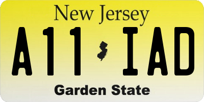 NJ license plate A11IAD