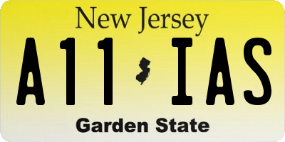 NJ license plate A11IAS