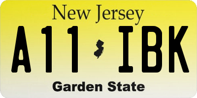 NJ license plate A11IBK