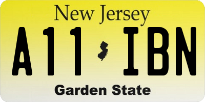 NJ license plate A11IBN