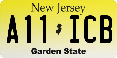 NJ license plate A11ICB