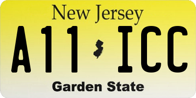 NJ license plate A11ICC
