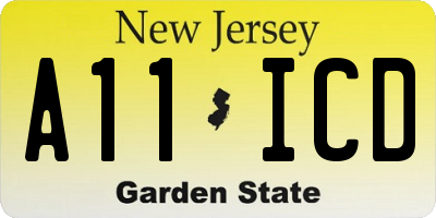 NJ license plate A11ICD