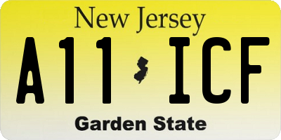 NJ license plate A11ICF
