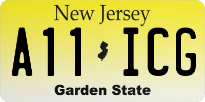 NJ license plate A11ICG