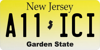 NJ license plate A11ICI