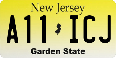 NJ license plate A11ICJ