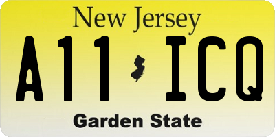 NJ license plate A11ICQ