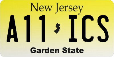 NJ license plate A11ICS