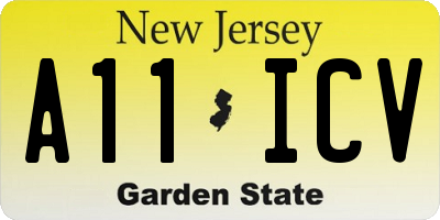 NJ license plate A11ICV