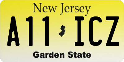 NJ license plate A11ICZ