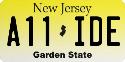 NJ license plate A11IDE