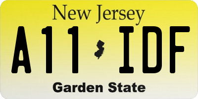 NJ license plate A11IDF