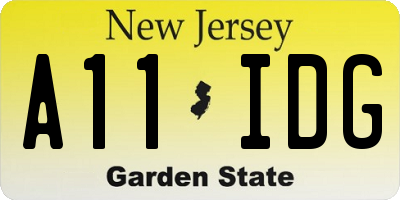 NJ license plate A11IDG
