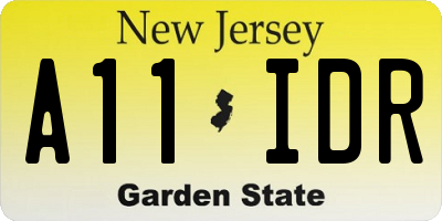 NJ license plate A11IDR