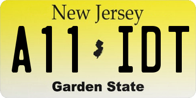 NJ license plate A11IDT