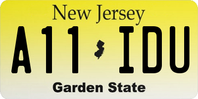 NJ license plate A11IDU
