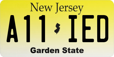 NJ license plate A11IED