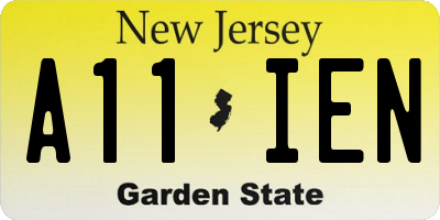 NJ license plate A11IEN