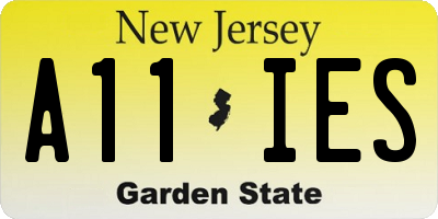 NJ license plate A11IES