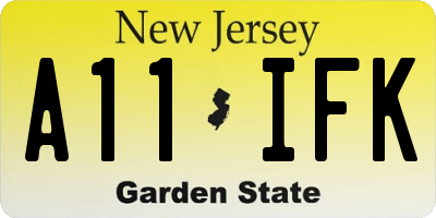 NJ license plate A11IFK