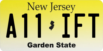 NJ license plate A11IFT