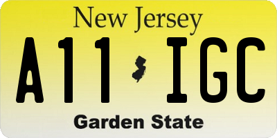 NJ license plate A11IGC