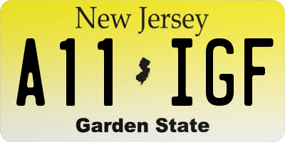 NJ license plate A11IGF