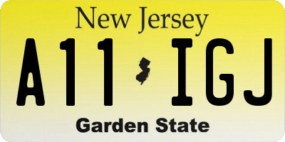 NJ license plate A11IGJ