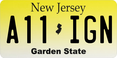 NJ license plate A11IGN