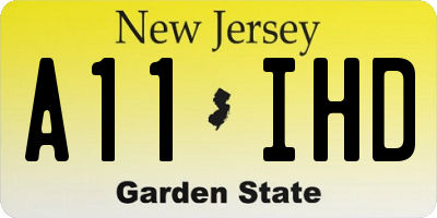 NJ license plate A11IHD