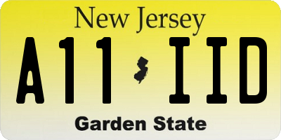 NJ license plate A11IID