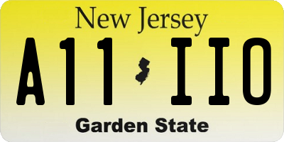NJ license plate A11IIO