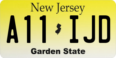 NJ license plate A11IJD