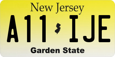 NJ license plate A11IJE