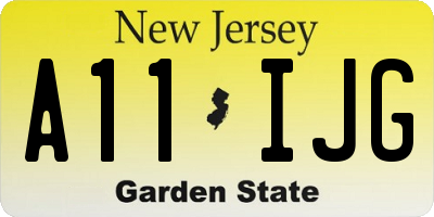 NJ license plate A11IJG