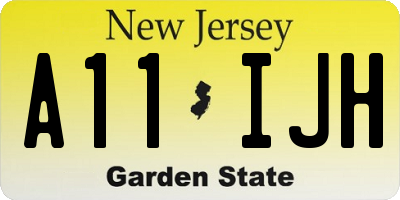 NJ license plate A11IJH