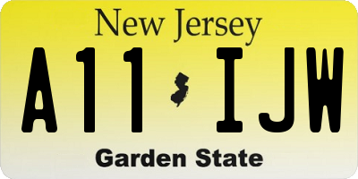 NJ license plate A11IJW