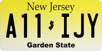 NJ license plate A11IJY