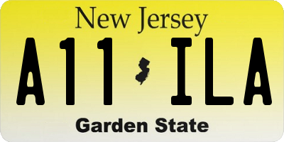 NJ license plate A11ILA