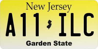 NJ license plate A11ILC