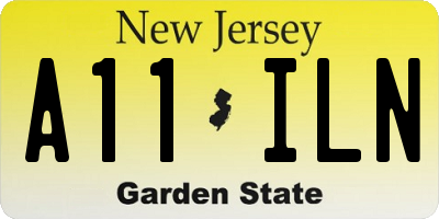 NJ license plate A11ILN