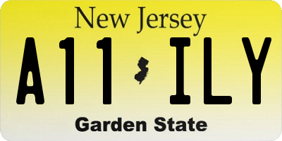 NJ license plate A11ILY