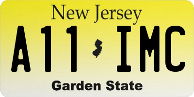 NJ license plate A11IMC