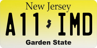 NJ license plate A11IMD