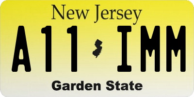NJ license plate A11IMM