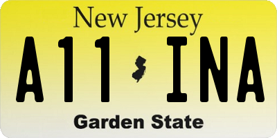 NJ license plate A11INA