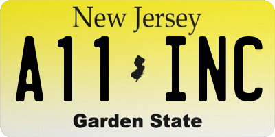 NJ license plate A11INC