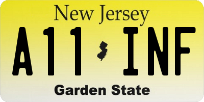 NJ license plate A11INF